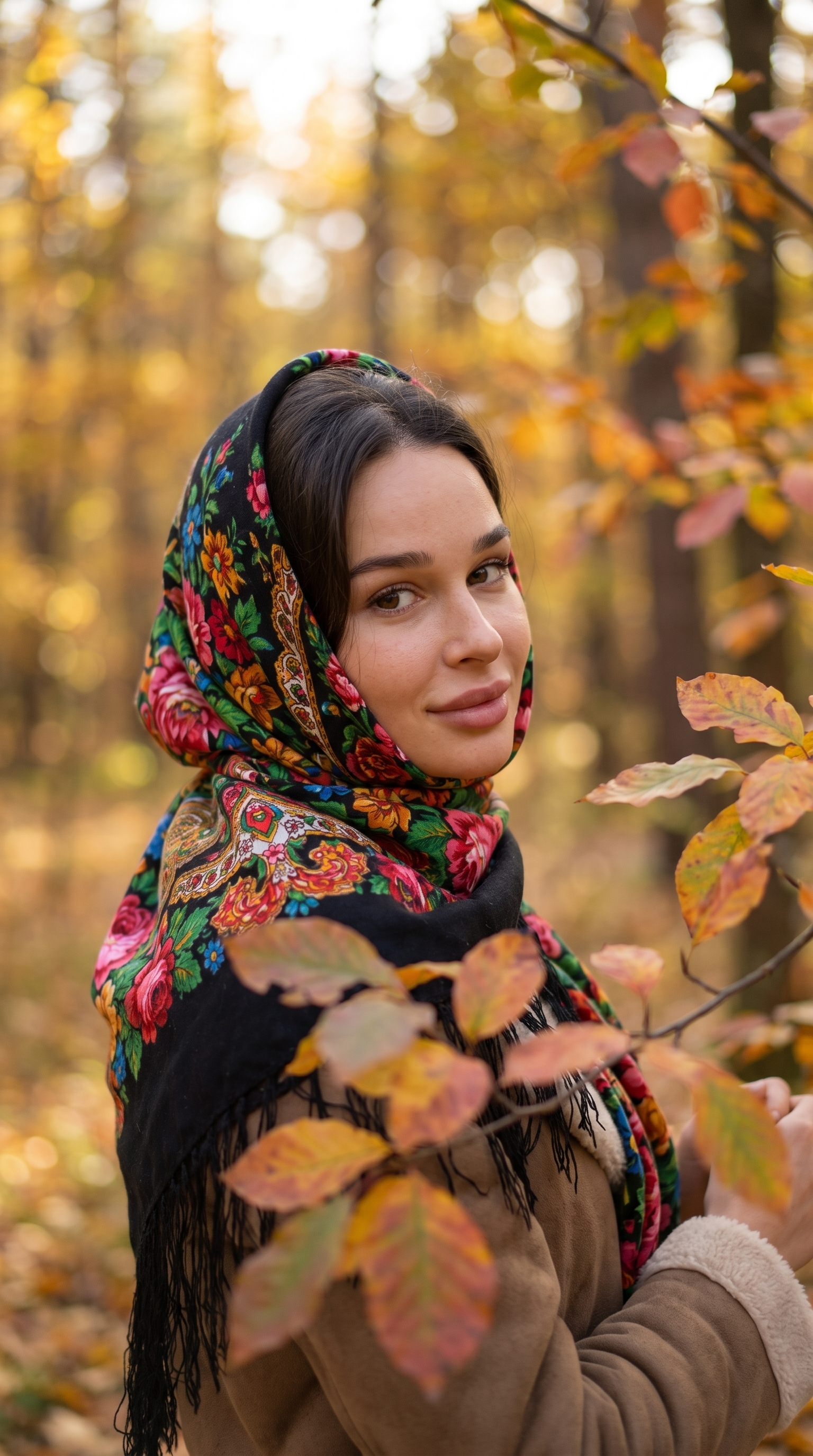 Портрет в платке у клёна