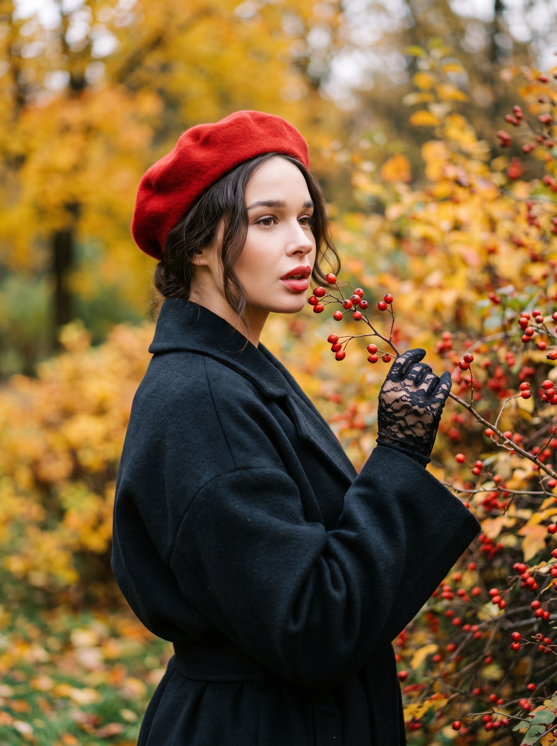 Осенний портрет с ягодами
