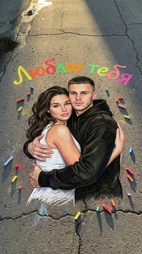 Рисунок мелом для двоих