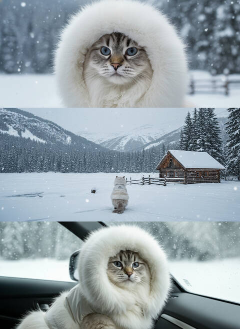 Зимний коллаж котика