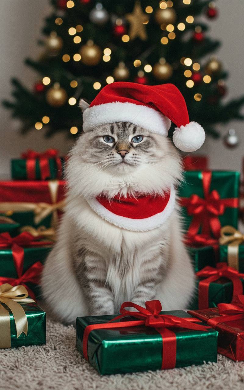 Кот в новогоднем наряде